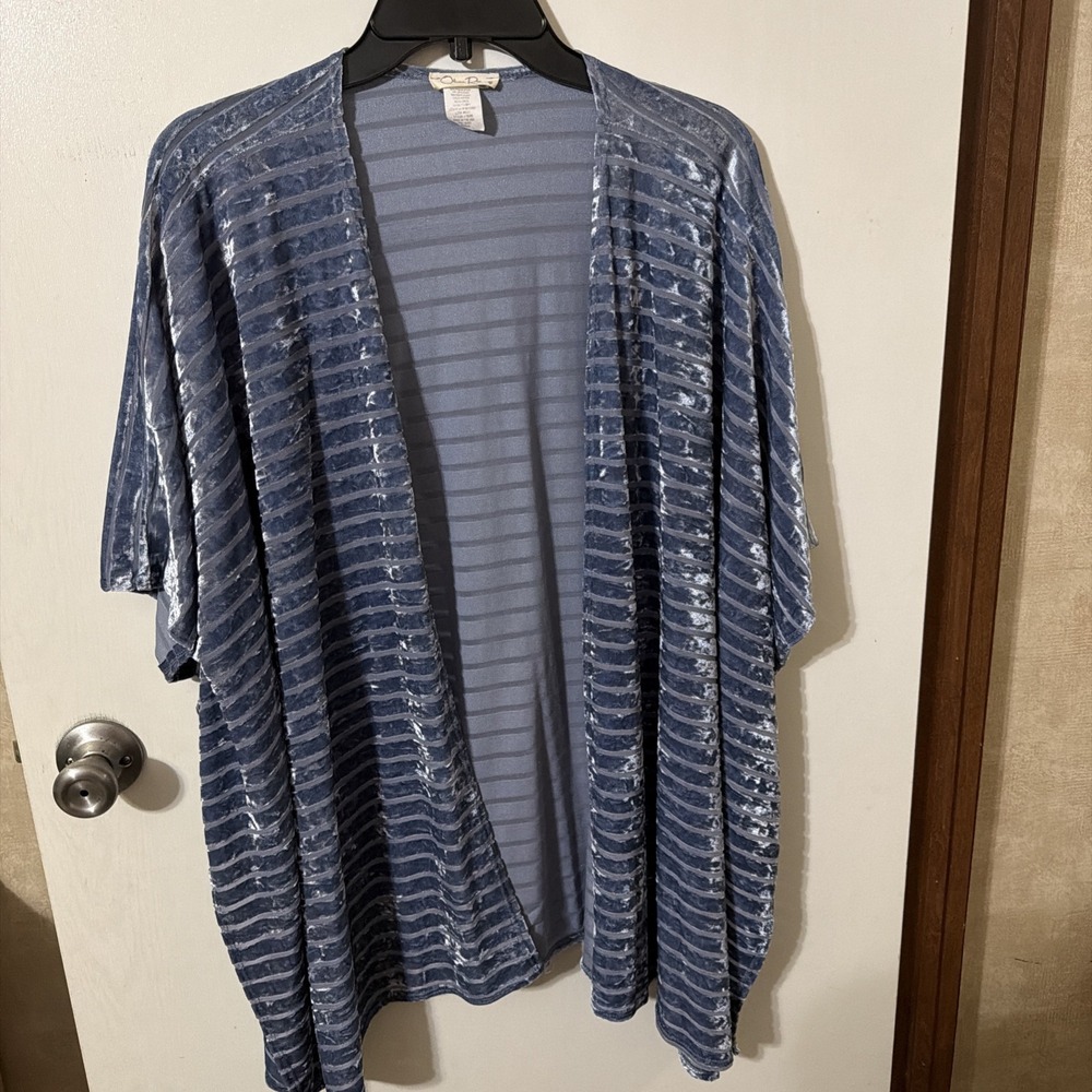 Olivia Rae Women's Blue Crushed Velour Cardigan, Size Medium